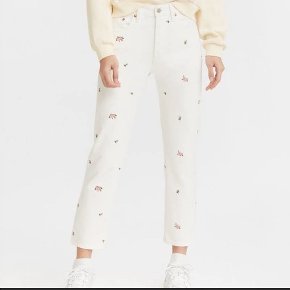 NWT Levi’s 501 Floral White Jeans - Picture 2 of 7